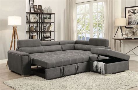 Thelma Gray Fabric Sleeper Sofa Sectional | KFROOMS