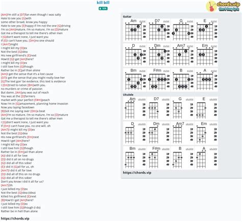 Chord: kill bill - tab, song lyric, sheet, guitar, ukulele | chords.vip