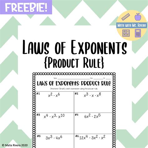 Product Rule Exponents Worksheet