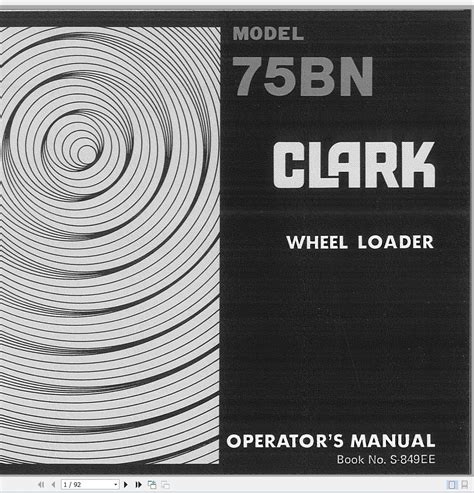 Clark Wheel Loader 75BN Operator's Manual S-849EE | Auto Repair Manual ...