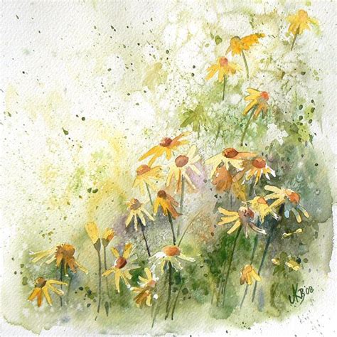 Yellow meadow by mashami on deviantART | Watercolor flowers paintings ...