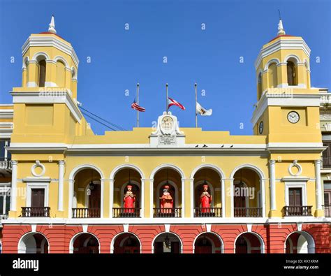 Old San Juan City Hall in the Plaza de Armas in Puerto Rico during the ...