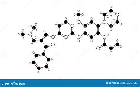 Lazertinib Molecule, Structural Chemical Formula, Ball-and-stick Model ...