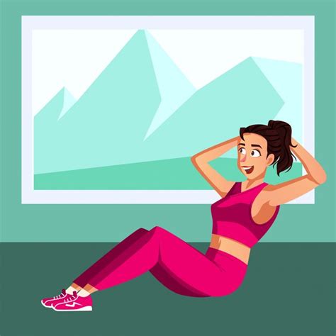 Premium Vector | Attractive woman doing situp workout on her studio