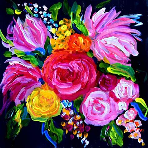 Still Life Bold Colorful Bouquet Flower Painting Fine Art | Etsy UK ...