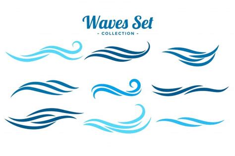 [ai] Abstract waves logo concept set of nine Free Vector – Pikoff