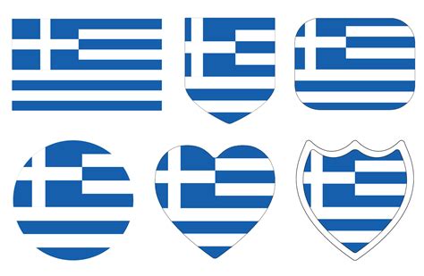 Greek flag in design shape set. Flag of Greece in design shape set ...