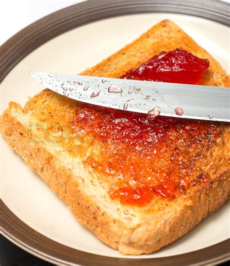 Jam On Toast Indicating Fruit Preserves ... | Stock image | Colourbox