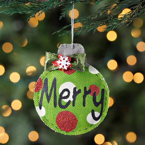 Polka Dot Burlap Merry Ornament | Kirklands