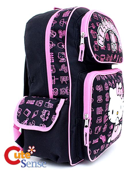 Sanrio Hello Kitty School Backpack Bag-Black Tulip 16"L | eBay