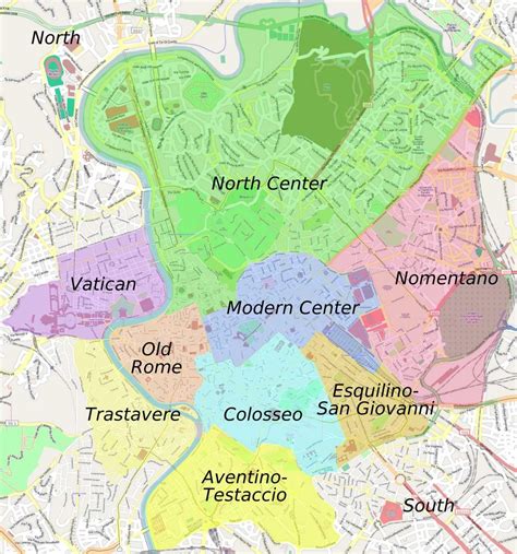 Rome neighborhoods map - Map of Rome Italy neighborhoods (Lazio - Italy)