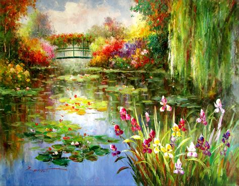 Claude Monet Colorful Water Lily Pond Repro 2, Hand Painted Oil Painting 36x48in | eBay