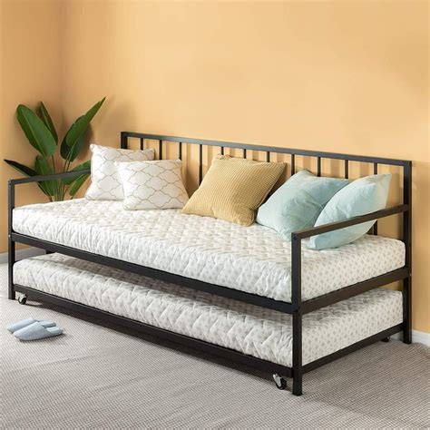 Clearance! Daybed with Trundle, Twin Daybed and Trundle with Metal Frame, Dual-use Sturdy Sofa ...