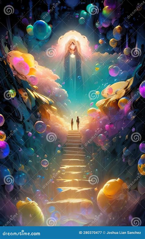 The Stairways To a Magical Enchanted Kingdom Heaven Stock Illustration ...