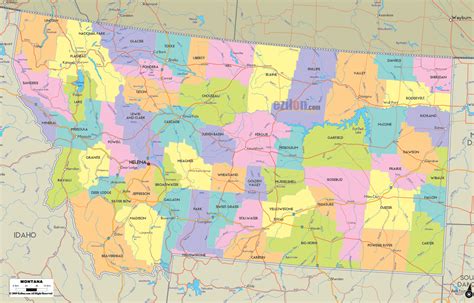Map of Montana State, USA - Ezilon Maps