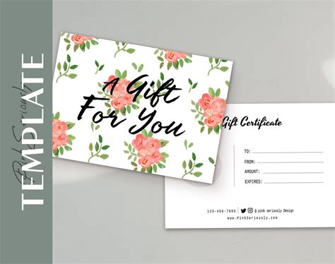 EDITABLE Floral Gift Card Certificate Gift Card Template Shop Voucher - Etsy