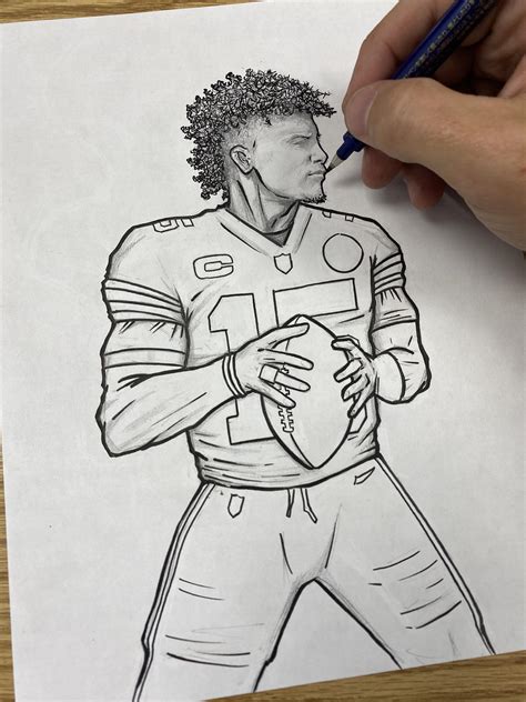 Here’s a little Patrick Mahomes drawing I’m working on. Soon to be a full color print. : r ...