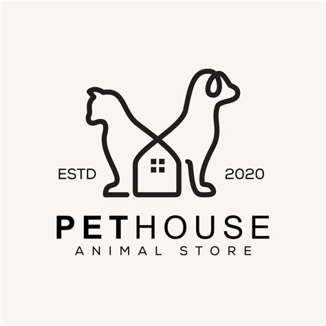 monoline pet house logo, animal store logo design 7462231 Vector Art at ...