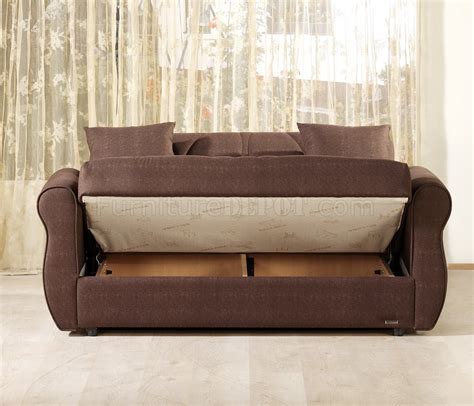 Contemporary Brown Microfiber Living Room w/Storage Sleeper Sofa