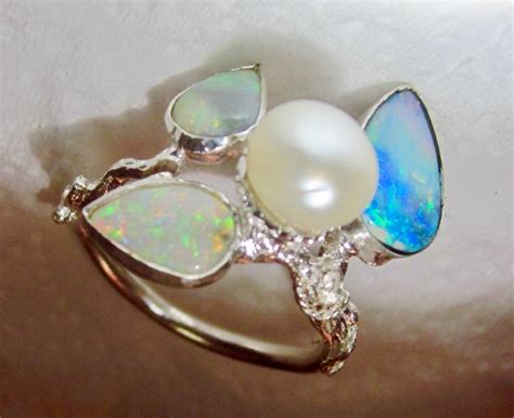 Rings opals pearl guaranteed natural Australian opals 100%.