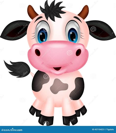 Cute cow cartoon stock vector. Illustration of cartoon - 45710423