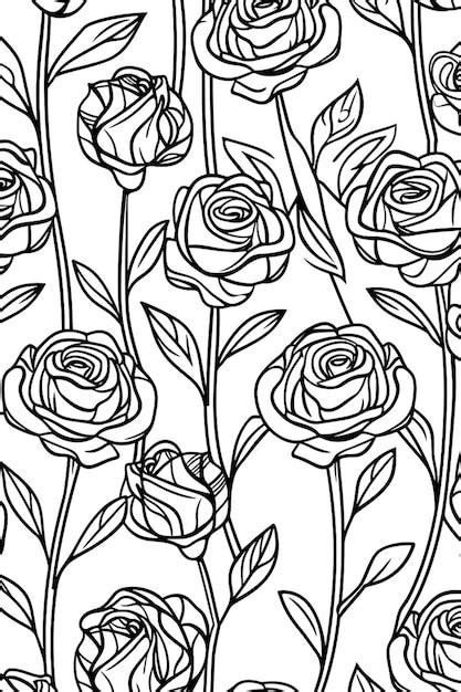 Premium Photo | A black and white drawing of roses with leaves Black rose symbolism in art