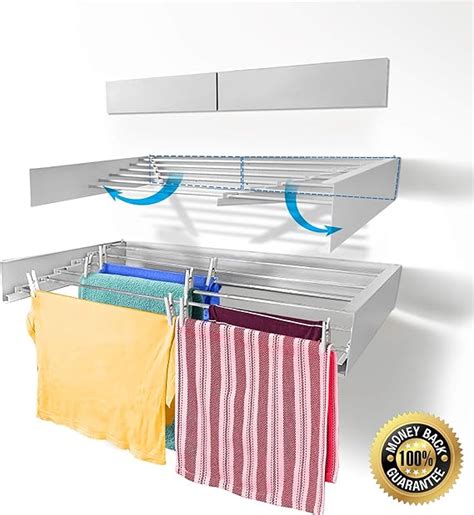 Step-Up Wall Mounted Laundry Drying Rack Collapsible - Clothes Drying Rack Folding Indoor or ...