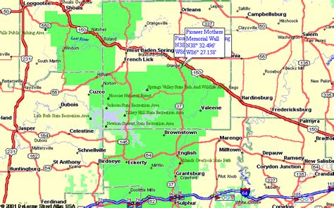 Map to Pioneer Mothers Memorial Forest Trail in Hoosier National Forest ...