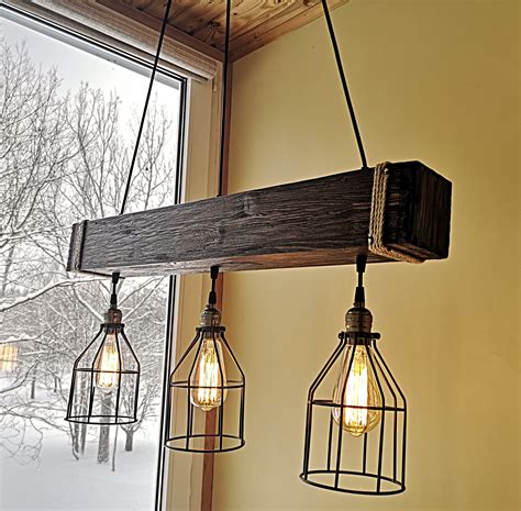 Rustic Wooden Chandelier With 6 Lights