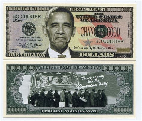 2012 Barack Obama 1 Trillion Dollars Color Novelty Money Note United ...