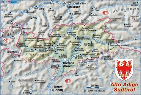 Map of South Tyrol / Alto Adige (Region in Italy) | Welt-Atlas.de