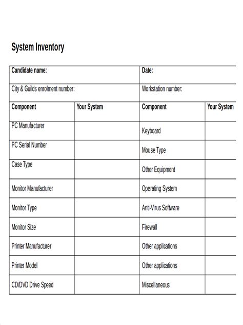 System Inventory - 7+ Examples, Format, How to Set, Pdf