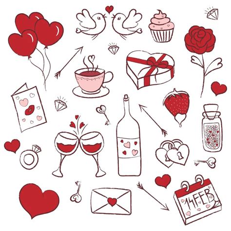 Valentine's Day Symbols Set 5519474 Vector Art at Vecteezy