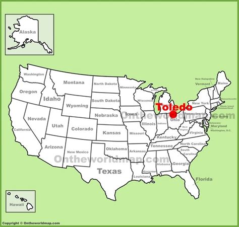 Toledo location on the U.S. Map