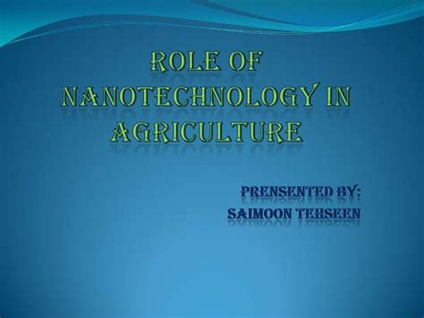 nanotechnology in agriculture