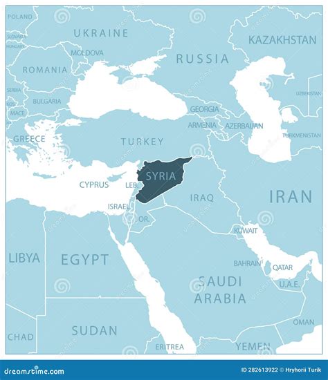 Syria - Blue Map With Neighboring Countries And Names Royalty-Free ...