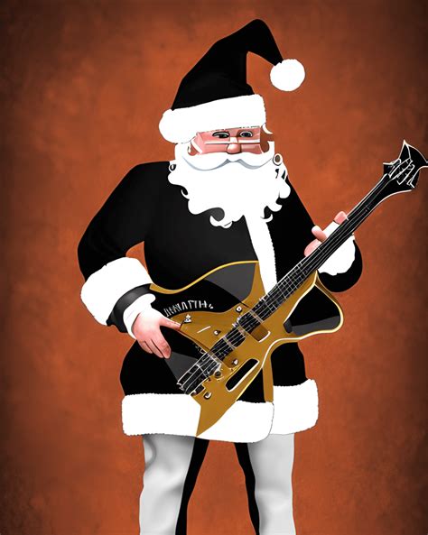 Santa in Black Playing Hard Rock Music · Creative Fabrica