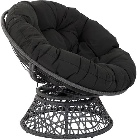 OSP Designs Papasan Chair with 360-degree Swivel, Black Cushion Frame $138.04