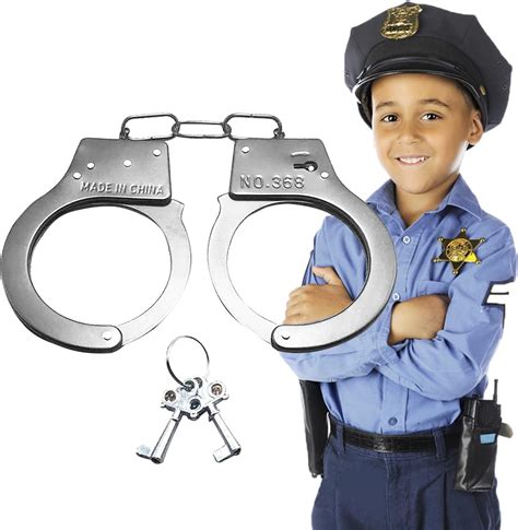 Handcuffs Children's 2 Handcuffs Police Toy Handcuffs Kids Metal Children's Handcuff with 4 ...