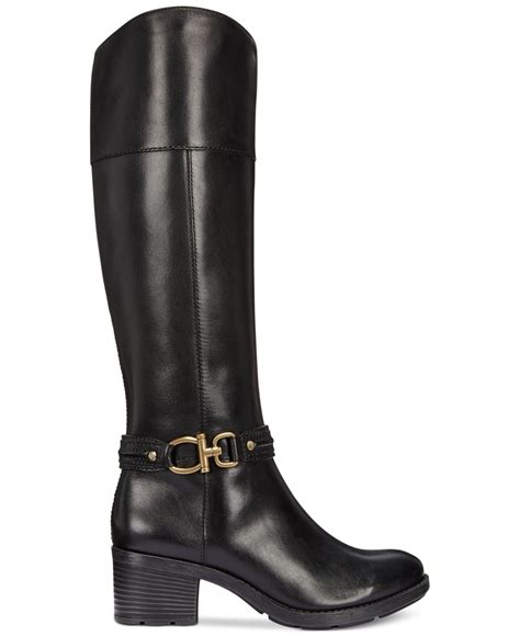 Bandolino Ulla Wide Calf Riding Boots in Black (Black Leather) | Lyst