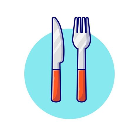 Fork And Knife Cartoon Vector Icon Illustration. Food Object Icon Concept Isolated Premium ...