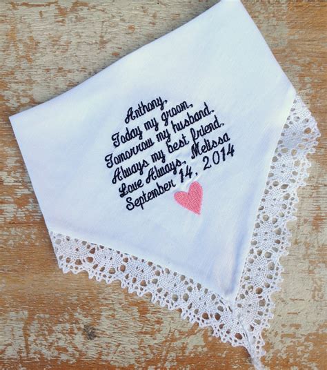 Groom From Bride Wedding Heirloom Handkerchief Custom Embroidered ...
