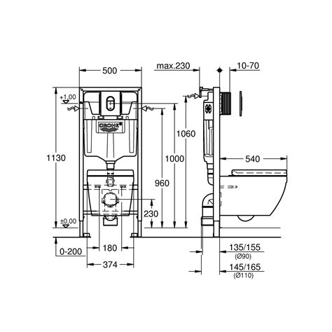 Wall Hung Rimless Toilet with Soft Close Seat Frame and Cistern - Grohe Solido Euro - Better ...