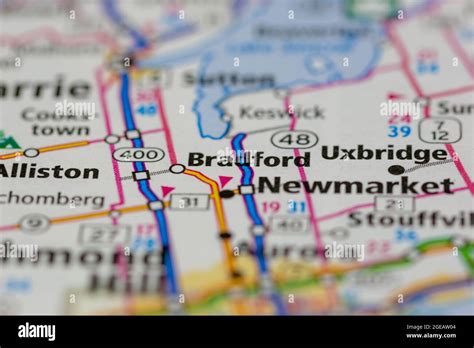 Bradford Ontario Canada shown on a road map or Geography map Stock Photo - Alamy