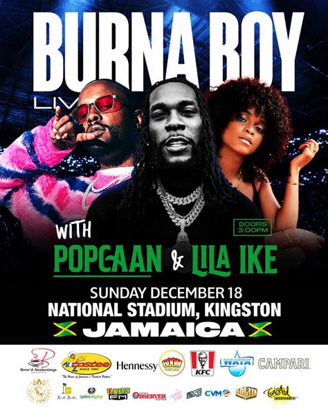 Burna Boy Concert Jamaica Lineup