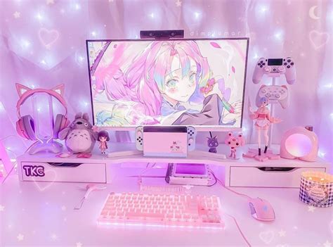 aesthetic pc setup Credit: maruunie on instagram | Gaming room setup ...