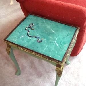Green Marble table with Jade Beads - Painted Furniture By Sue