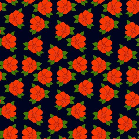 Seamless red flower pattern. 7059100 Vector Art at Vecteezy