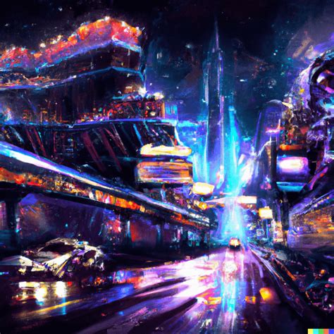 "cyberpunk painting of the las vegas strip, digital art" : r/dalle2