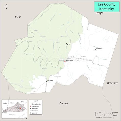 Map of Lee County, Kentucky - Where is Located, Cities, Population, Highways & Facts